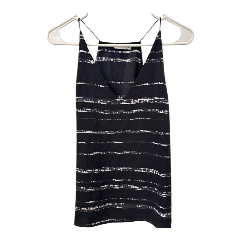Vince 100% Silk Sleeveless Tank Camisole Blouse Black Cream XS